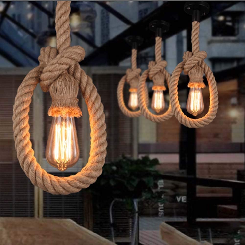 Industrial hanging hemp rope Pendant lighting ~1235ย