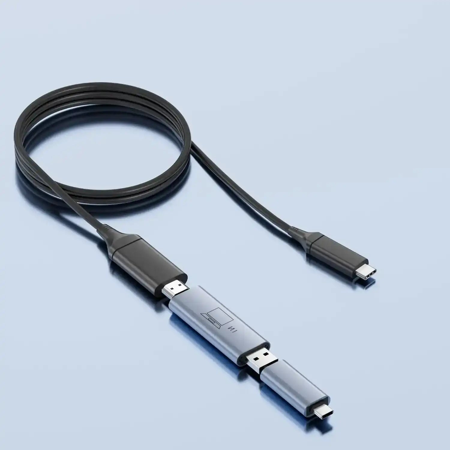 TUTT H6 USB-A and USB-C to HDMI High Definition Video Cable | M1/M2/M3/M4 & Windows Signal Conversion Adapter Hub