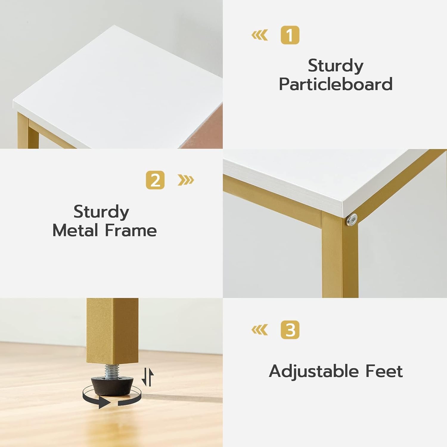 HOOBRO 120cm Console Table, 2-Tier Narrow Entryway Sofa Table with Open Storage Shelves, White & Gold