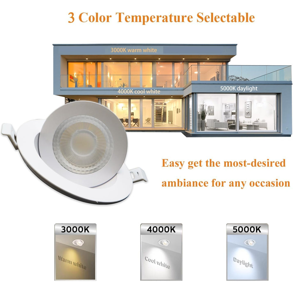 Luminaire encastré pivotant 360º blanc 4'' 9W 3000K/4000K/5000K