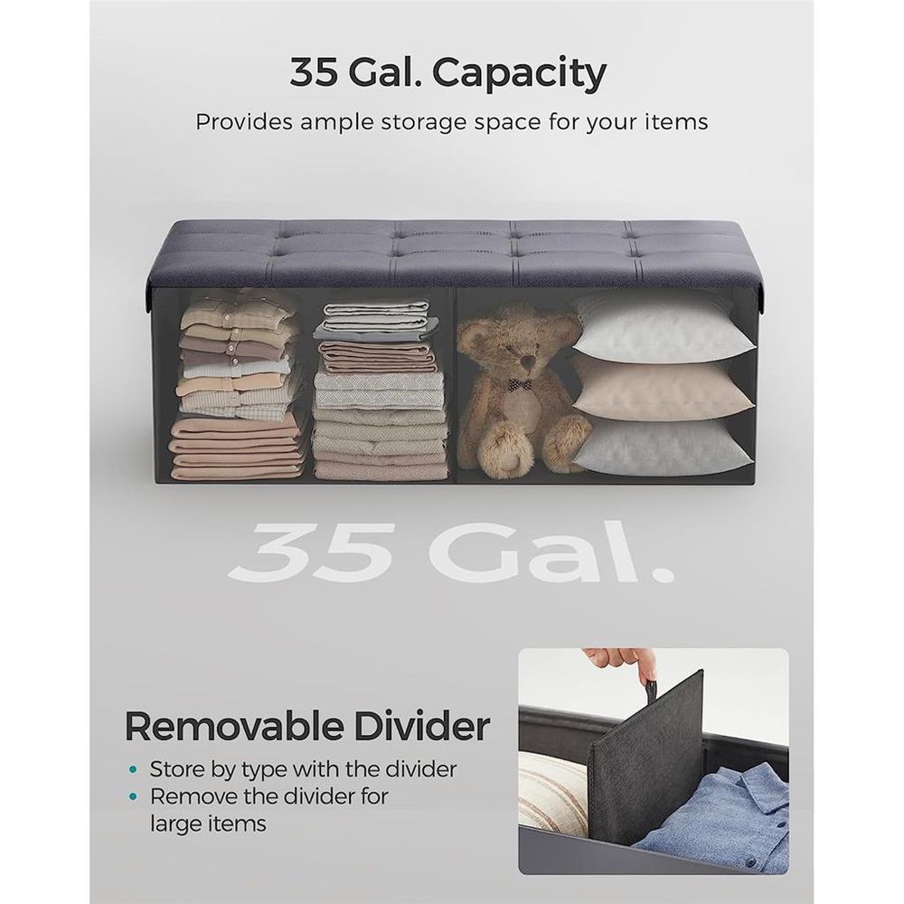 SONGMICS Folding Storage Ottoman Bench