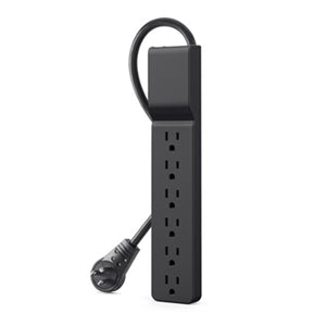 Belkin 6-Outlet Surge Protector - 6ft Cord - Rotating Plug - 600 Joules - Black