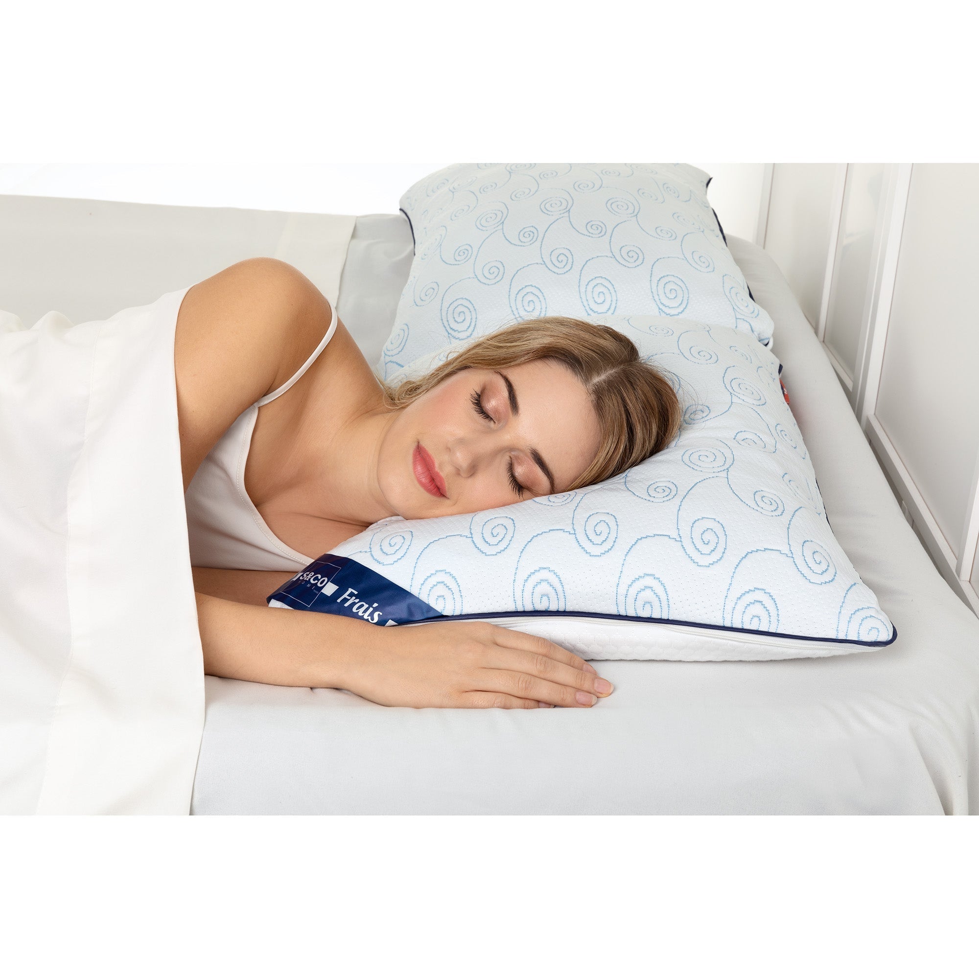 Cooling Matelasse Hotel Collection Bed Pillow, Queen Size. Designed for Back, Stomach or Side Sleepers, 20x30, White
