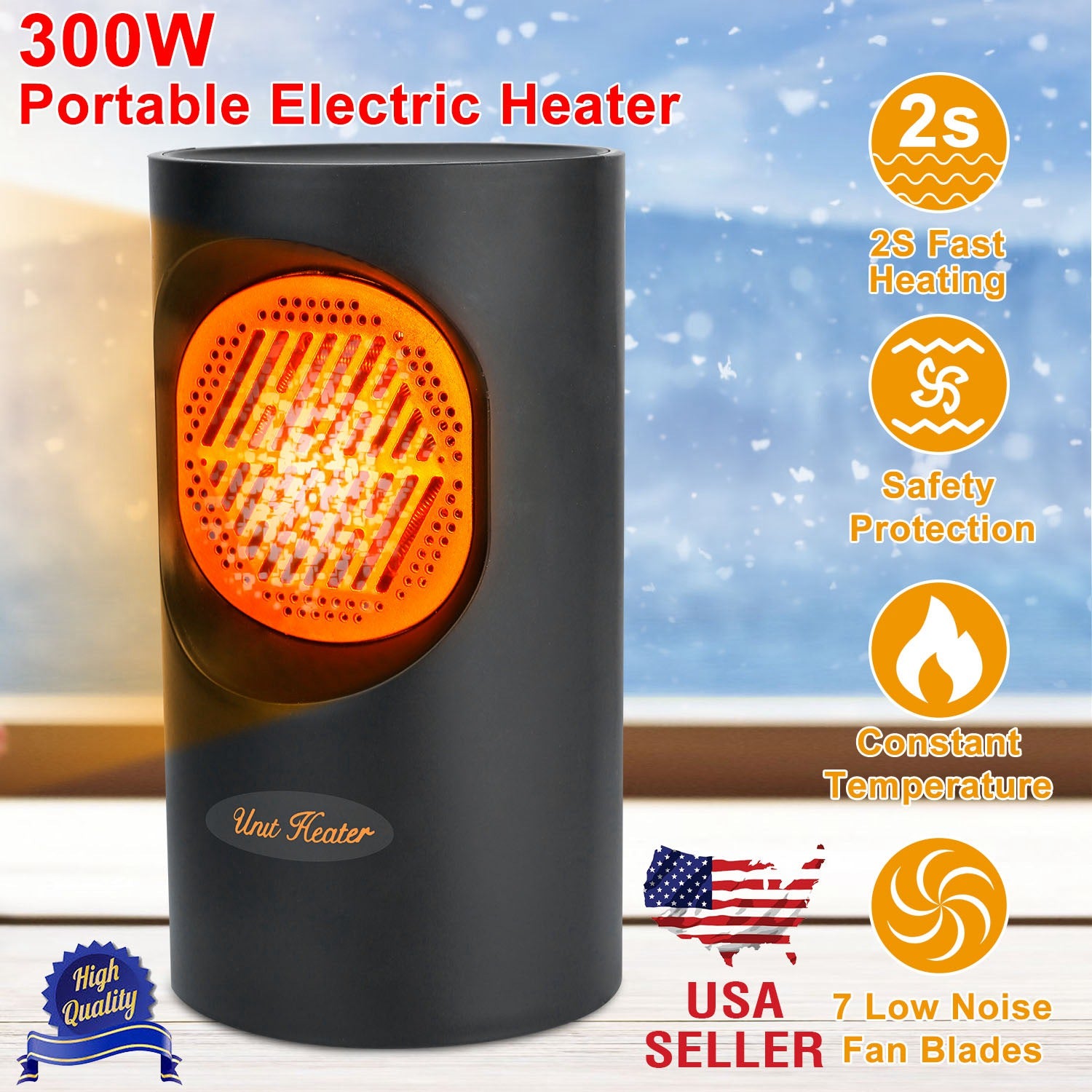 300W Portable Electric Heater Mini Heating Unit Fan Portable Floor Desktop Air Fan Heater For Office Dormitory Room