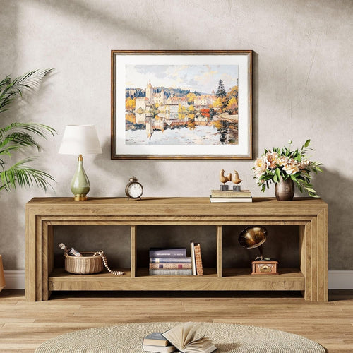Television Stand 63" Farmhouse Entertainment Center Media Console Natural Oak