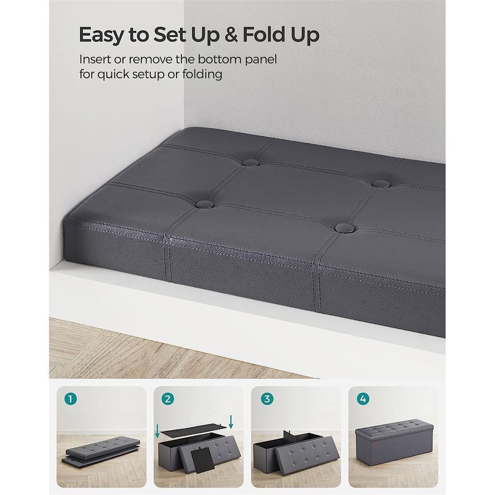 SONGMICS Folding Storage Ottoman Bench