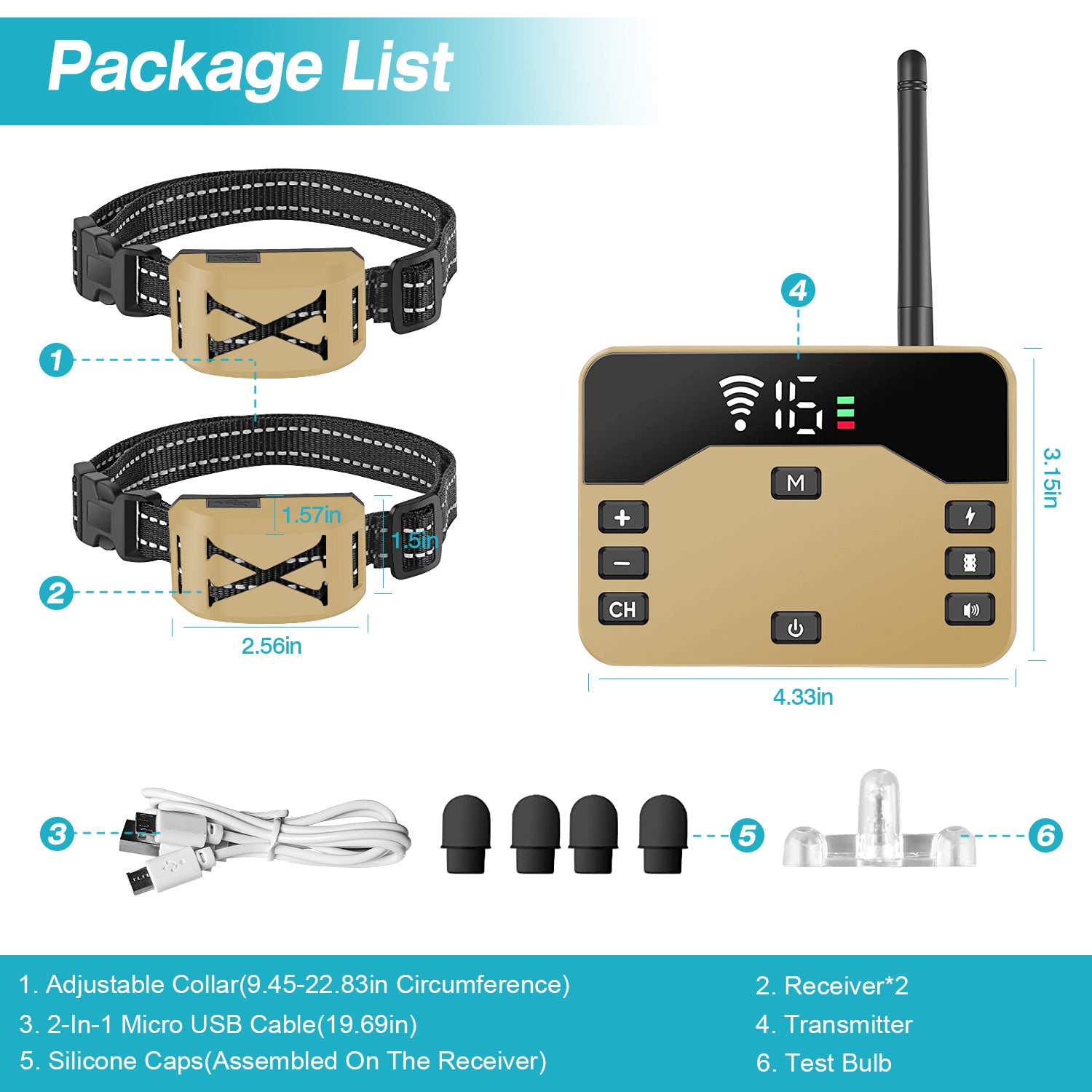 2 In 1 Wireless Electric Dog Fence Waterproof Pet Shock Boundary Containment System Electric Training Collar with 2 Receiver Collars for Small Medium