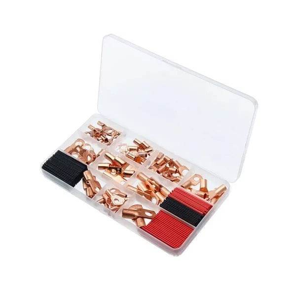120Pcs Copper Wire Terminal Connectors, AWG 2 4 6 8 10 Copper Wire Lugs With Heat Shrink Set, 60Pcs Copper Wire Lugs And 60pcs Heat Shrink Tubing