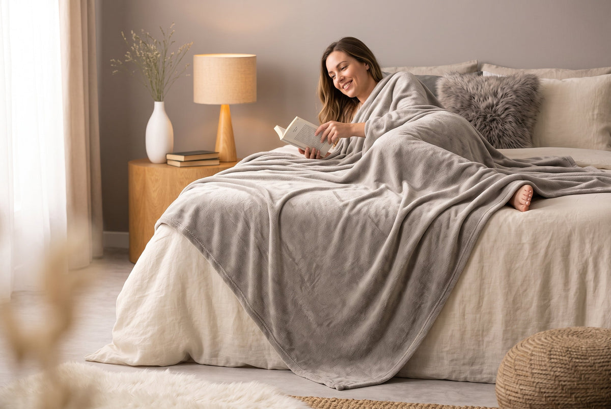 Flannel Blanket, 60 x 80 in, Super Soft, Taupe