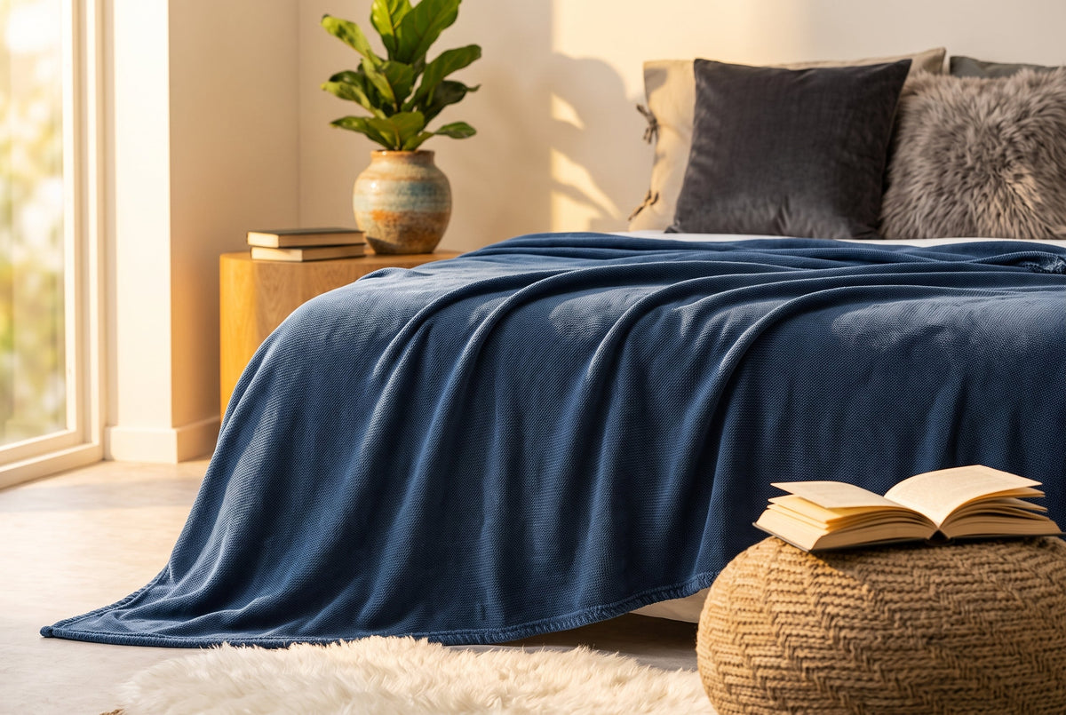 Flannel Blanket, 60 x 80 in, Super Soft, Drizzle Blue