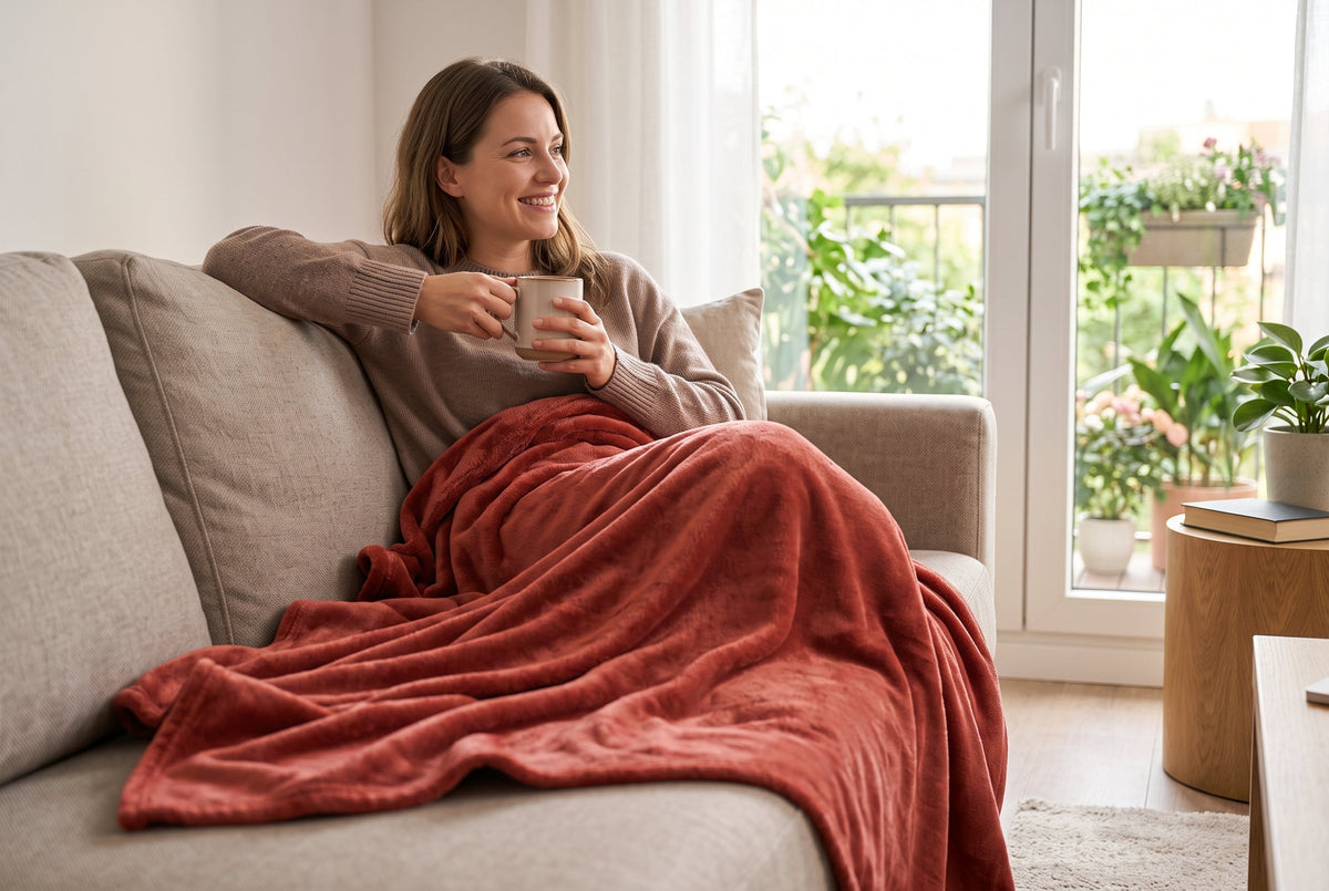 Flannel Blanket, 60 x 80 in, Super Soft, Brick Red