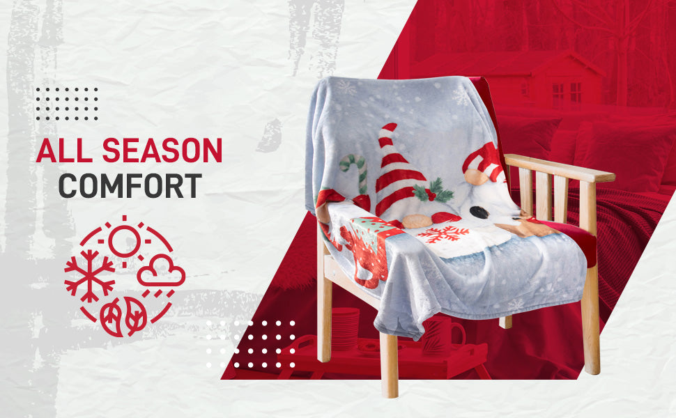 Copy of Flannel Printed Christmas Throw 48X60 Gnomes Party