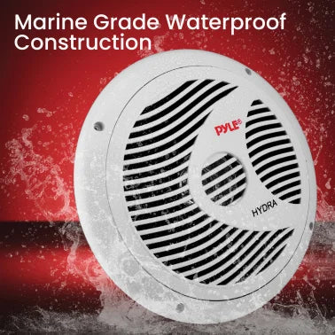 Pyle® Hydra Series 75-Watt-Continuous-Power 2-Way Marine Speakers, White, 2 Count