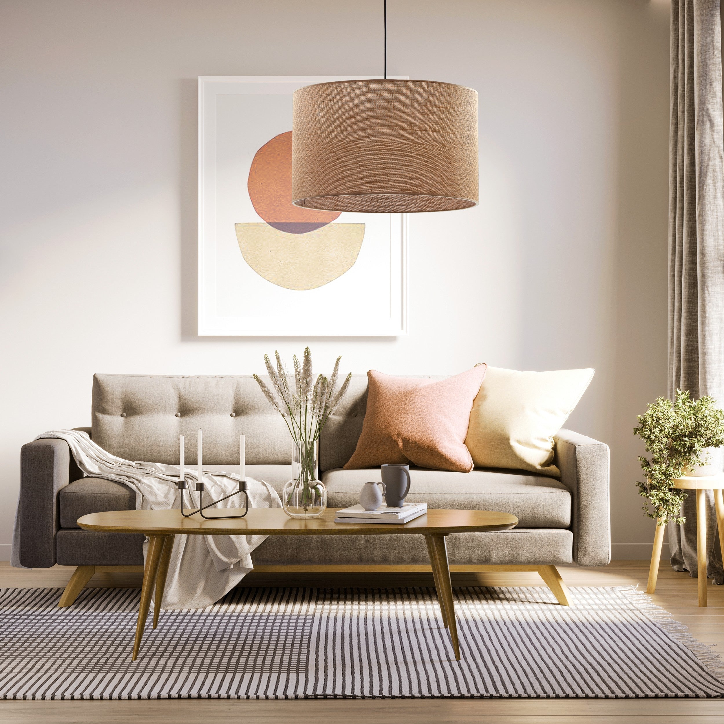 JUTE Natural Woven Pendant Light for Dining Room, Bedroom & Warm Scandinavian Interiors