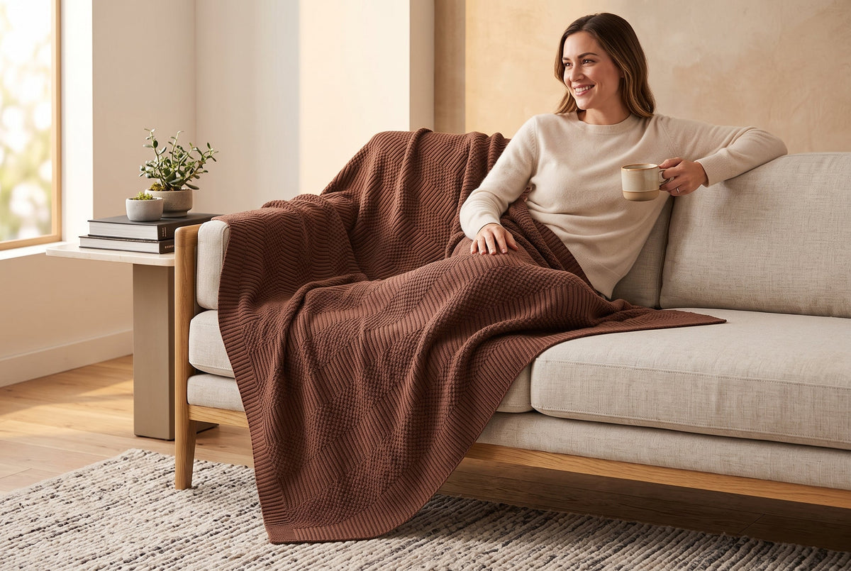 Jacquard Throw Blanket, 48 x 60 in, Contempo, Cedar