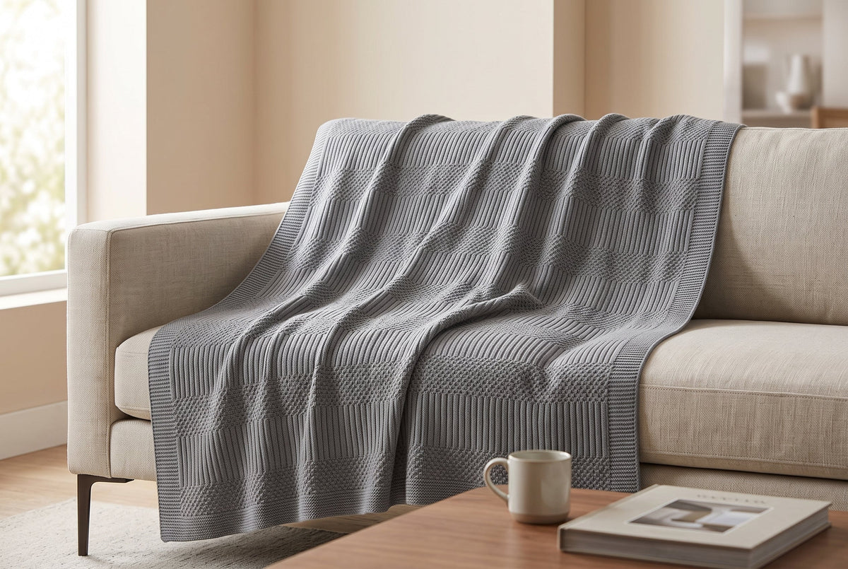 Jacquard Throw Blanket, 48 x 60 in, Contempo, Grey