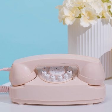 Ooma® Retro Princess Dial Phone with Home Phone Service and $50 International Credit, Pink