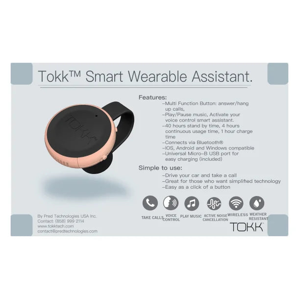 Tokk™ Bluetooth® Wearable Hands-Free Smart Assistant 3.0 Speaker (Rose Gold)