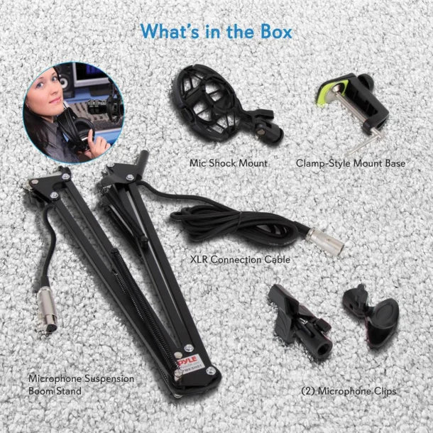Pyle® Universal Table Clamp Boom Shock Microphone Mount