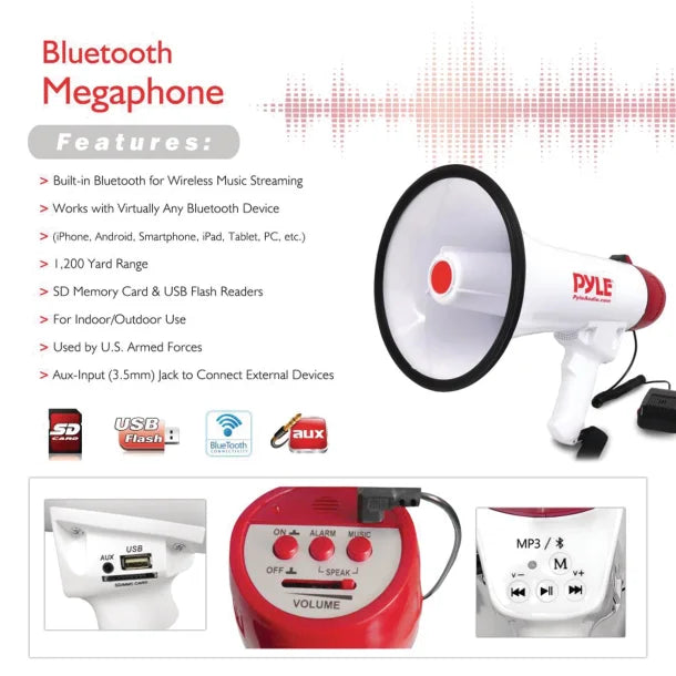 Pyle® 40-Watt Bluetooth® Megaphone Bullhorn