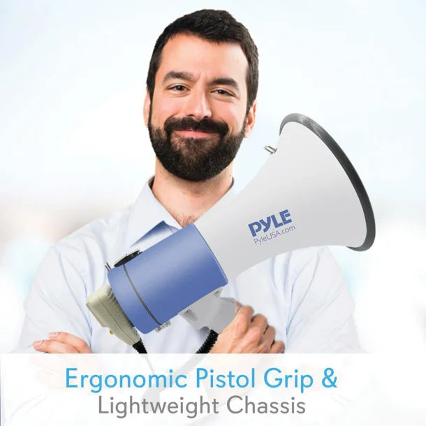 Pyle® 50-Watt Megaphone Bullhorn with Record, Siren & Talk Modes