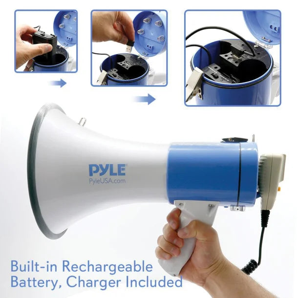Pyle® 50-Watt Megaphone Bullhorn with Record, Siren & Talk Modes