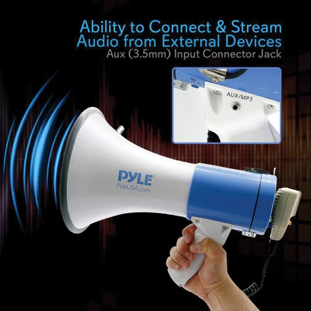 Pyle® 50-Watt Megaphone Bullhorn with Record, Siren & Talk Modes