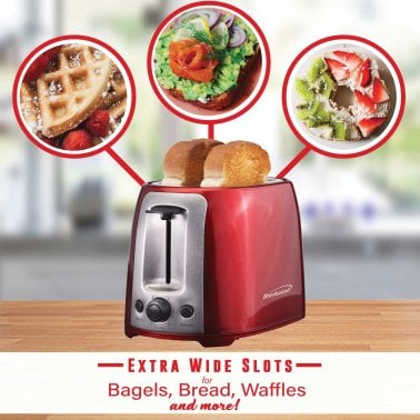 Brentwood® 2-Slice Cool-Touch Toaster with Extra-Wide Slots (Red)