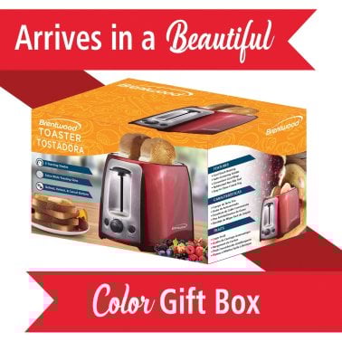 Brentwood® 2-Slice Cool-Touch Toaster with Extra-Wide Slots (Red)