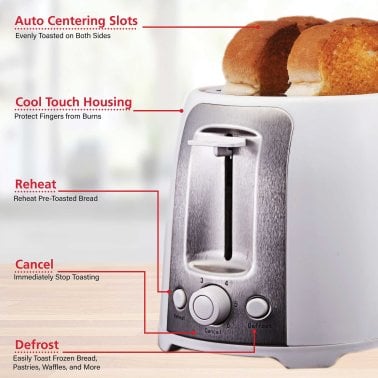 Brentwood® 2-Slice Cool-Touch Toaster with Extra-Wide Slots (White)