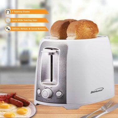 Brentwood® 2-Slice Cool-Touch Toaster with Extra-Wide Slots (White)