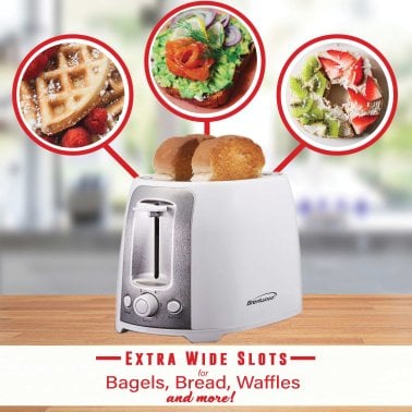 Brentwood® 2-Slice Cool-Touch Toaster with Extra-Wide Slots (White)