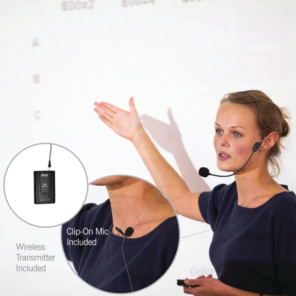 Pyle® VHF Dual-Channel Wireless Microphone Receiver System with Independent Volume Control