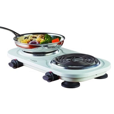 Brentwood® 1,500-Watt Double Electric Burner (White)
