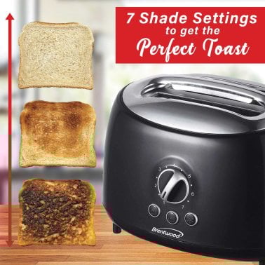 Brentwood® Cool-Touch 2-Slice Retro Toaster with Extra-Wide Slots (Black)