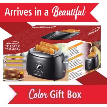Brentwood® Cool-Touch 2-Slice Retro Toaster with Extra-Wide Slots (Black)