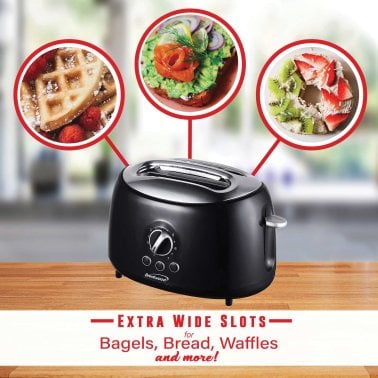 Brentwood® Cool-Touch 2-Slice Retro Toaster with Extra-Wide Slots (Black)