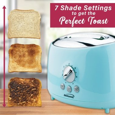 Brentwood® Cool-Touch 2-Slice Retro Toaster with Extra-Wide Slots (Blue)