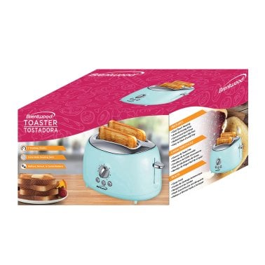 Brentwood® Cool-Touch 2-Slice Retro Toaster with Extra-Wide Slots (Blue)
