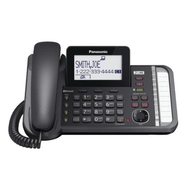 Panasonic® DECT 6.0 1-Handset Link2Cell® 2-Line Digital Corded/Cordless Combo Phone with Landline Answering Machine, Black