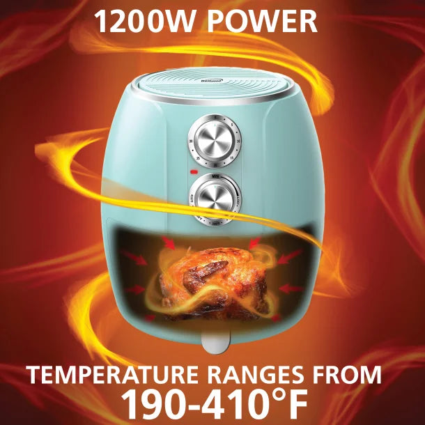 Brentwood® 3.2-Quart 1,200-Watt Electric Air Fryer with Timer and Temperature Control (Blue)