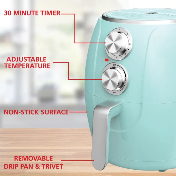 Brentwood® 3.2-Quart 1,200-Watt Electric Air Fryer with Timer and Temperature Control (Blue)