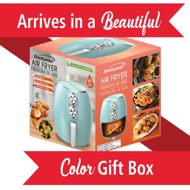 Brentwood® 3.2-Quart 1,200-Watt Electric Air Fryer with Timer and Temperature Control (Blue)