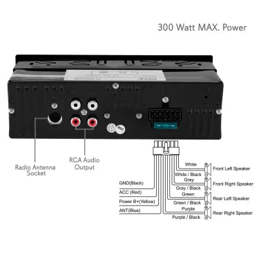 Pyle® Single-DIN In-Dash Digital Marine Stereo Receiver with Bluetooth® (Black)