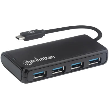 Manhattan® 4-Port USB 3.2 Gen 1 Hub with USB-C®-Male to 4 USB-A Females