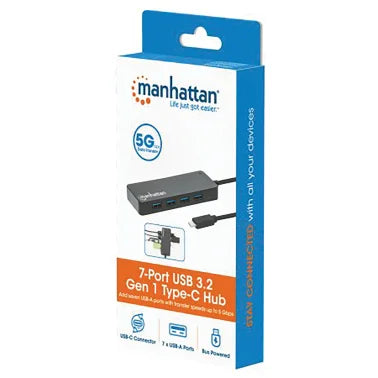 Manhattan® 7-Port USB 3.0 Type-A Hub with Type-C® Connector