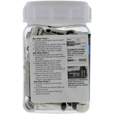 IDEAL® RTQ™ RG6 F-Compression Connectors, 50 Count