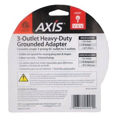 Axis™ 3-Outlet Heavy-Duty Grounded Adapter