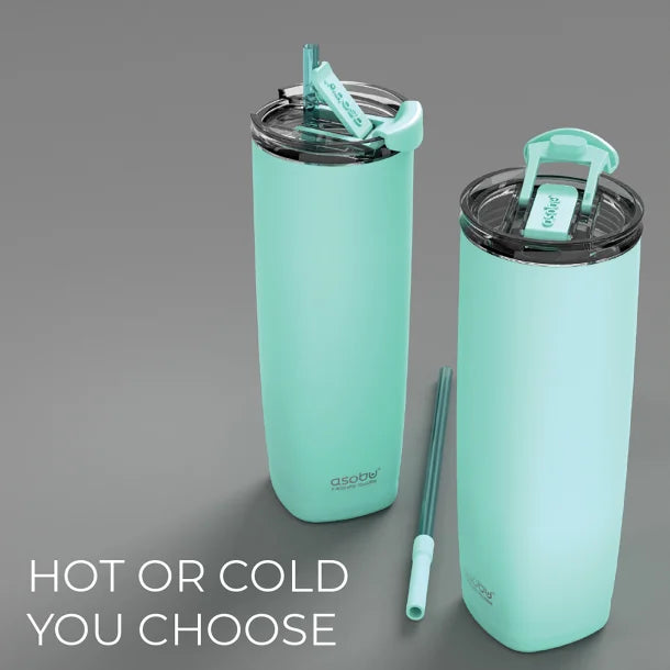ASOBU® 20-Oz. Aqualina Double-Wall-Insulated Stainless Steel Tumbler with Straw (Green)