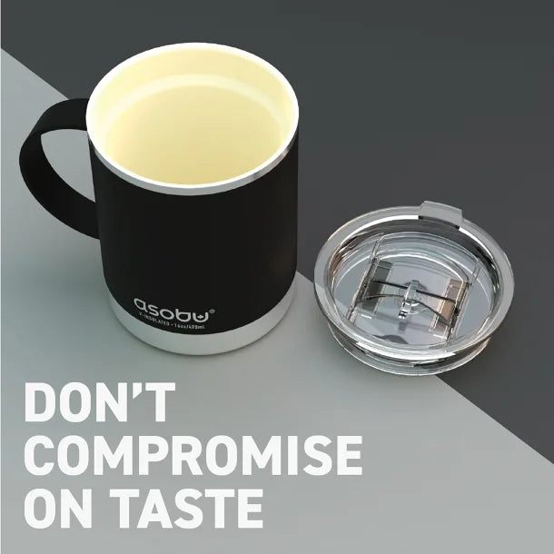 ASOBU® The Ultimate Stainless Steel Ceramic-Coated Coffee Mug, 12-Oz. (Black)